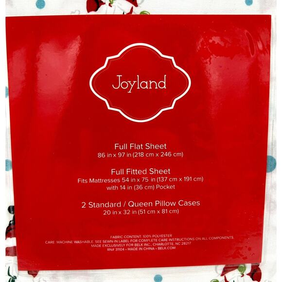 New Joyland Microfiber Full Sheet Set Super Soft Santa Christmas Flat & Fitted - Picture 6 of 7